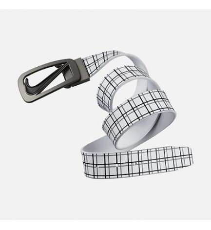 Nike Golf Signature Plaid Cutout II Leather Belt Reversible 32 34 36 38 40